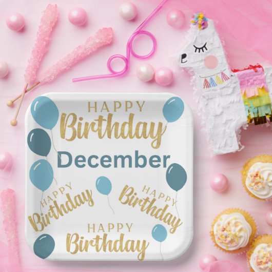 Gelukkige verjaardag December verjaardagen Papiere Papieren Bordje (Feest)
