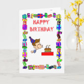 Gelukkige Verjaardag die _uit de kaarsen blazen Kaart (Gele Bloem)