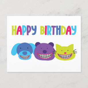 Gelukkige Verjaardag Dieren in Braces Orthodontisc Feestdagenkaart