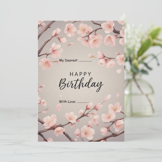 Gelukkige Verjaardag  Digitale Bloemen Feestdagenkaart (Staand voorkant)