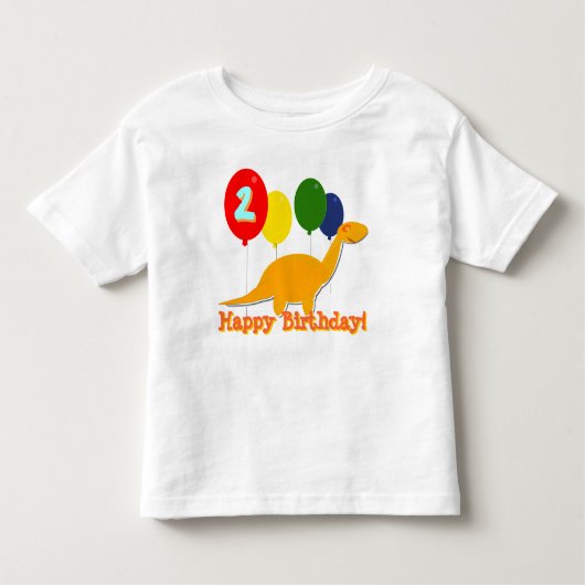 Gelukkige Verjaardag Dinosaurus 2 jaar ballonnen T Kinder Shirts (Voorkant)