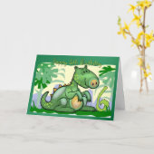 Gelukkige Verjaardag Dinosaurus Kaart 6e Verjaarda (Gele Bloem)