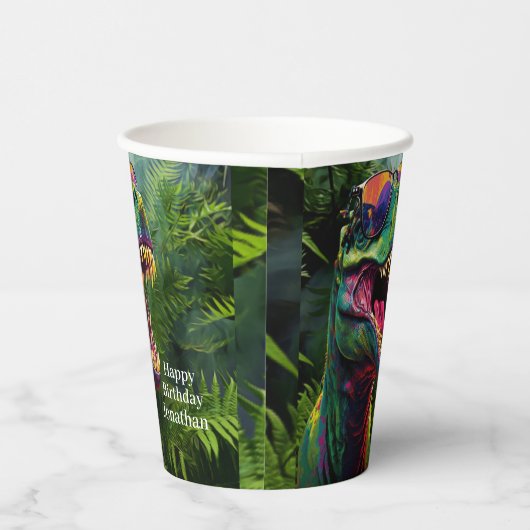 Gelukkige verjaardag dinosaurus papieren bekers (Rechts)