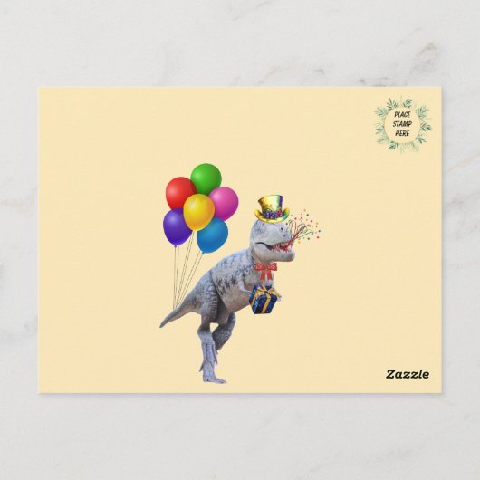 Gelukkige Verjaardag Dinosaurus! (tekst personalis Briefkaart (Achterkant)