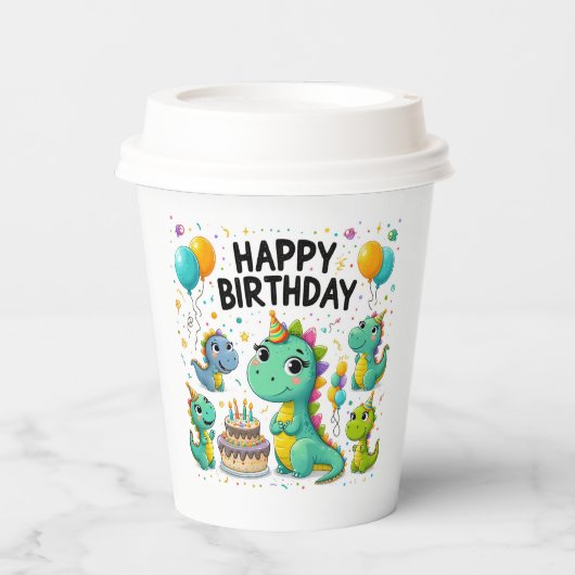Gelukkige Verjaardag Dinosaurussen Papier Cups Papieren Bekers (Voorkant)