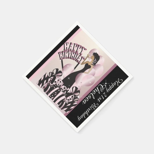 Gelukkige verjaardag Diva Meisje | DIY-naam | roze Servetten (Hoek)