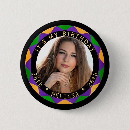 Gelukkige Verjaardag - DIY Foto Ronde Button 5,7 Cm (Voorkant)