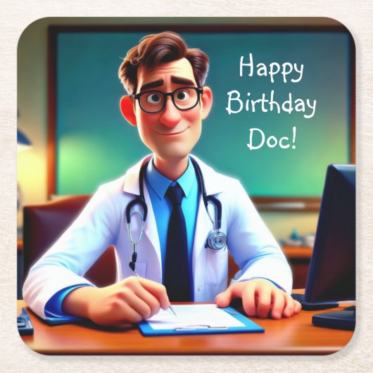 Gelukkige verjaardag Doc Kartonnen Onderzetters (Voorkant)