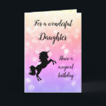 Gelukkige Verjaardag Dochter Eenhoorn ontwerp Kaart<br><div class="desc">roze sprankelend Happy Birthday Daughter Unicorn design wenskaart.</div>