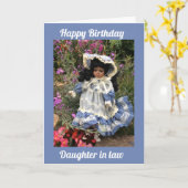 Gelukkige Verjaardag dochter in de wet Zwarte pop Kaart (Gele Bloem)