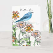 Gelukkige Verjaardag Dochter In Law Bluebird Bloem Kaart (Voorkant)