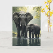 Gelukkige verjaardag dochter | Olifantenthema Kaart (Gele Bloem)