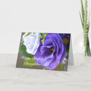 Gelukkige verjaardag-dochter/paarse bloemen kaart