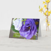 Gelukkige verjaardag-dochter/paarse bloemen kaart (Gele Bloem)
