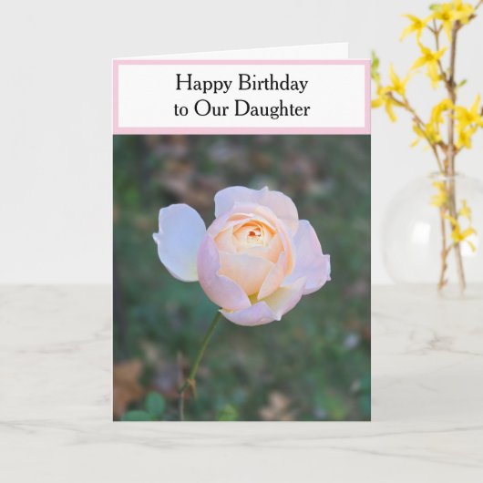 Gelukkige verjaardag dochter pastel roze rozen kaart (Gele Bloem)