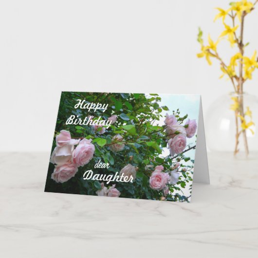 Gelukkige Verjaardag-Dochter/Roze Rozen Kaart (Gele Bloem)