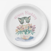 Gelukkige Verjaardag Dochter | Schattigee kittenna Papieren Bordje (Voorkant)