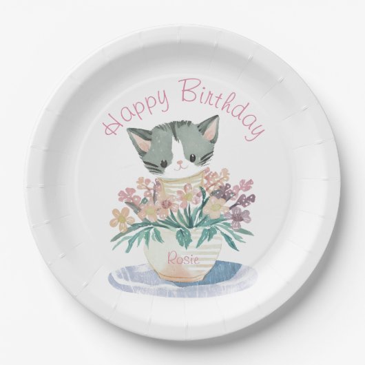 Gelukkige Verjaardag Dochter | Schattigee kittenna Papieren Bordje (Voorkant)