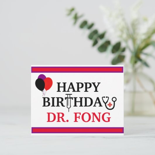 Gelukkige Verjaardag - Doctor Healthcare Medical P Briefkaart (Staand voorkant)