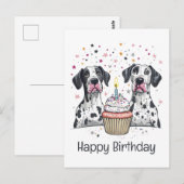 Gelukkige Verjaardag Dog Great Dane Cupcake Briefkaart (Voorkant / Achterkant)