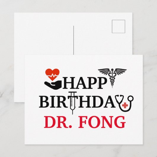 Gelukkige verjaardag - Dokter Gezondheidszorg Medi Briefkaart (Voorkant / Achterkant)