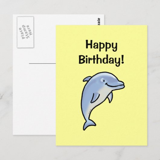 Gelukkige verjaardag! (dolfijn) briefkaart (Voorkant / Achterkant)