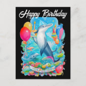 gelukkige verjaardag dolfijn met verjaardagshoed briefkaart (Voorkant)