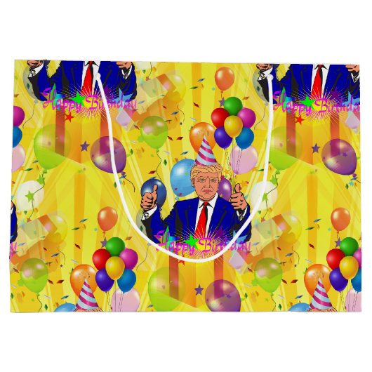 Gelukkige verjaardag Donald Trump Gift Bag Groot Cadeauzakje (Achterkant)