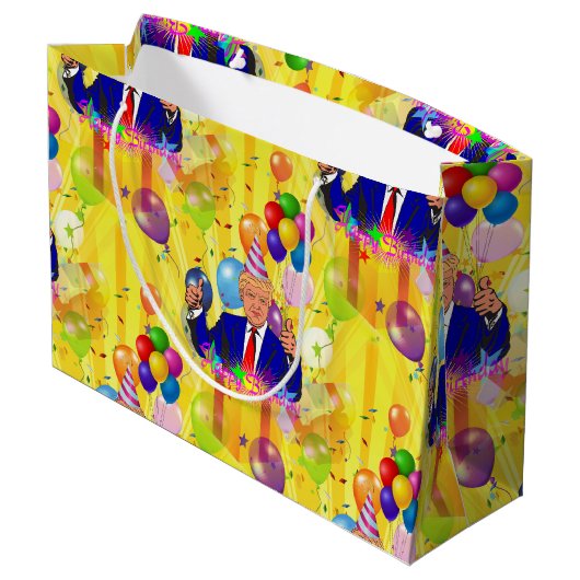 Gelukkige verjaardag Donald Trump Gift Bag Groot Cadeauzakje (Achterkant Gekanteld)
