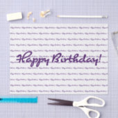 Gelukkige verjaardag! Donker Paarse Casual script Tissuepapier (Craft)