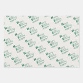 Gelukkige Verjaardag Doodle Typografie Groen Set v Inpakpapier Vel (Voorkant 3)
