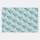 Gelukkige Verjaardag Doodle Typografie Groen Set v Inpakpapier Vel (Voorkant)