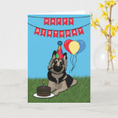 Gelukkige Verjaardag Duitse Herder Kaart (Gele Bloem)