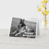 Gelukkige Verjaardag Duitse Herder Puppy Dog Kaart (Gele Bloem)