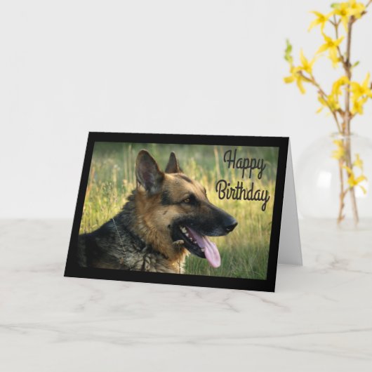Gelukkige Verjaardag Duitse Herder Puppy Dog Kaart (Gele Bloem)
