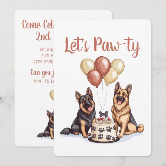 Gelukkige Verjaardag Duitse Herdershonden Verjaard Kaart (Voorkant / Achterkant)