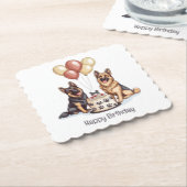 Gelukkige Verjaardag Duitse Herdershonden Verjaard Kartonnen Onderzetters (Gebogen)