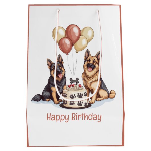 Gelukkige Verjaardag Duitse Herdershonden Verjaard Medium Cadeauzakje (Achterkant)