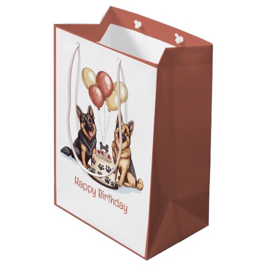 Gelukkige Verjaardag Duitse Herdershonden Verjaard Medium Cadeauzakje (Achterkant Gekanteld)