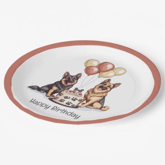 Gelukkige Verjaardag Duitse Herdershonden Verjaard Papieren Bordje (Gekanteld)