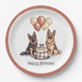 Gelukkige Verjaardag Duitse Herdershonden Verjaard Papieren Bordje (Voorkant)