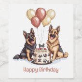 Gelukkige Verjaardag Duitse Herdershonden Verjaard Wijn Etiket (Enkel label)