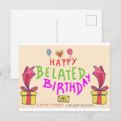gelukkige verjaardag een dag te laat briefkaart (Voorkant / Achterkant)