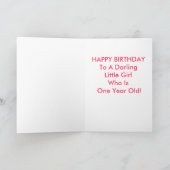 Gelukkige Verjaardag Een jaar oud meisje Kaart (Binnen)