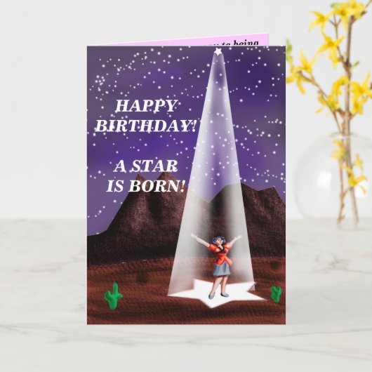 GELUKKIGE VERJAARDAG!  Een ster is geboren! … Kaart (Gele Bloem)