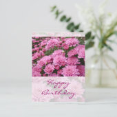 Gelukkige Verjaardag - Een Zee van Roze Chrysanten Briefkaart (Staand voorkant)