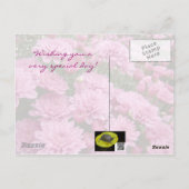 Gelukkige Verjaardag - Een Zee van Roze Chrysanten Briefkaart (Achterkant)