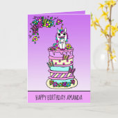 Gelukkige Verjaardag Eenhoorn Meisje Kaart (Gele Bloem)