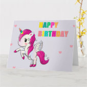 Gelukkige verjaardag eenhoorn wenskaart kaart (Gele Bloem)