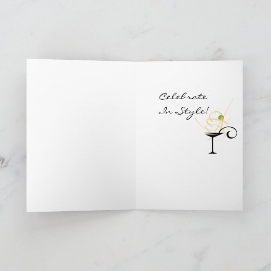 Gelukkige Verjaardag Eenvoudig Martini Glas met Ol Kaart (Binnen)